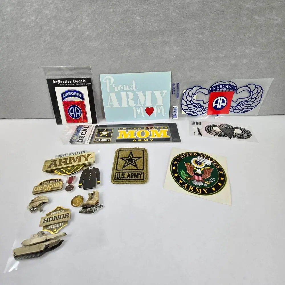 U S Army Airborne Scrapbook Stickers, Car Decals, Patch & Resin Boot Ornament